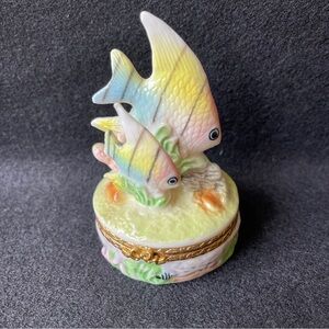Lefton Porcelain Trinket Box angel fish mini 1998 Lefton pastel colors Vintage